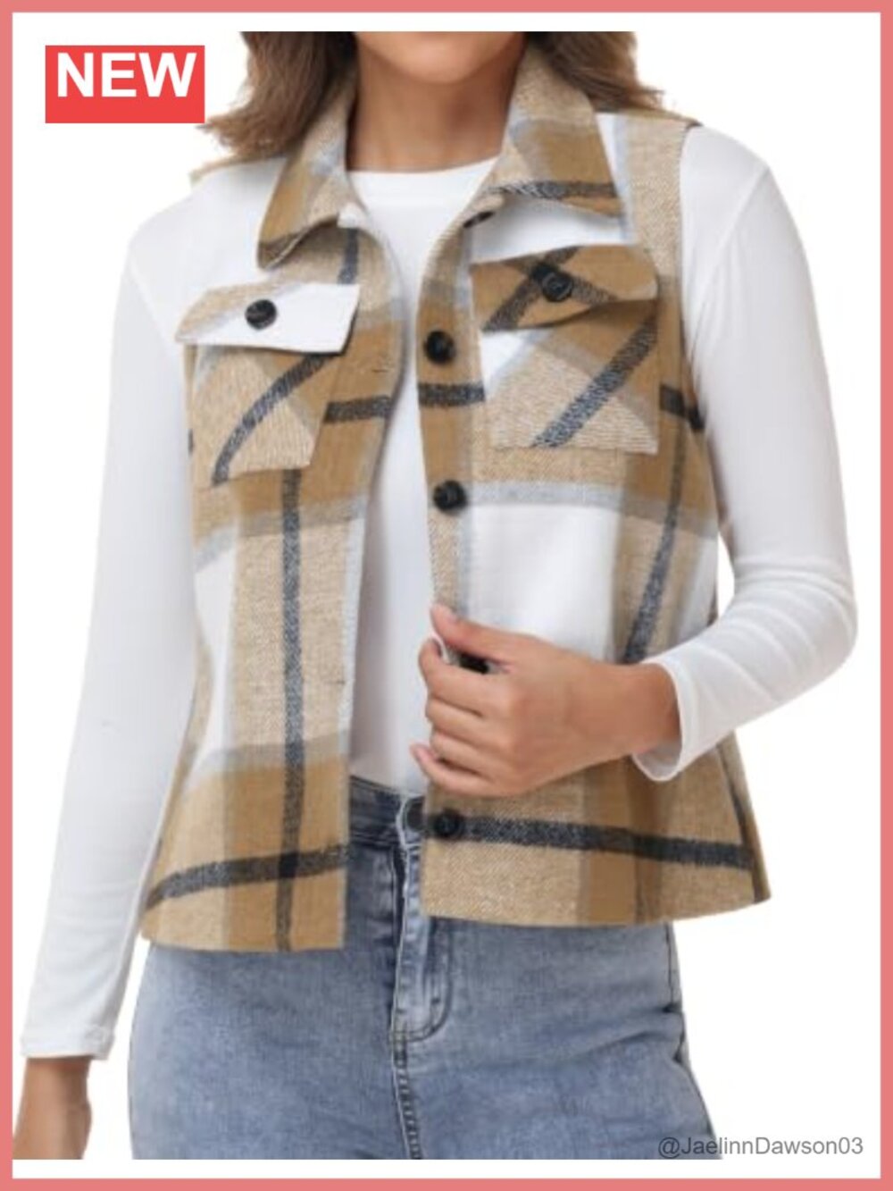 Women's Plaid Vest Flannel Sleeveless Button Down Tops